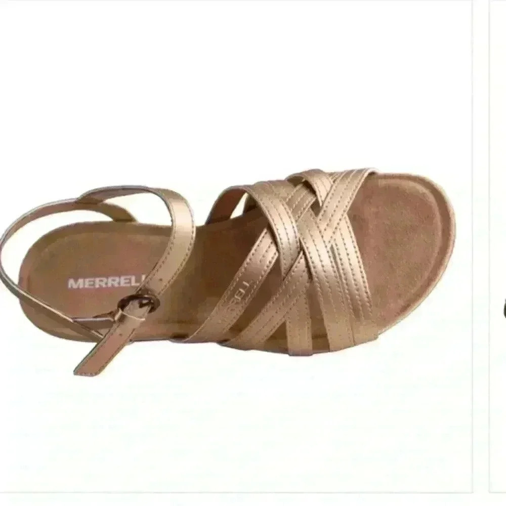 Merrell Women's Metallic Rose Gold Strappy Sandal